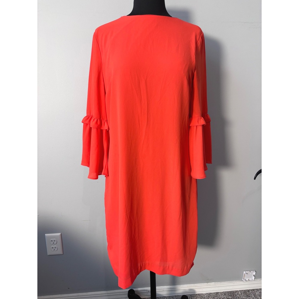 Banana Republic Coral Orange Dress Ruffle Sleeve‎ Career Cocktail Size 6